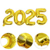 Kit Arco de Balão Bexiga Branco + Numero 2025  Dourado Ano Novo Reveillon