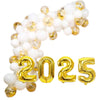 Kit Balão Ano Novo + Numero Metalizado + Branco + Dourado 2025 Decoração Festa