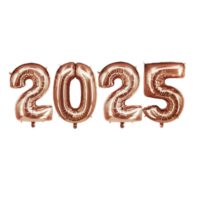 Balão Bexiga Numero Metalizado 2025 Ano Novo Reveillon Prata Dourado Rose Gold