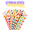 25 Unid Canudo De Papel Listrados Coloridos Descartável