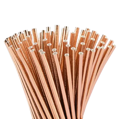 Canudo de Papel Rose Gold Metalizado Descartável Papel Decoração