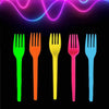50 Garfinho Neon - Plástico Descartável Brilha Luz Negra Garfo