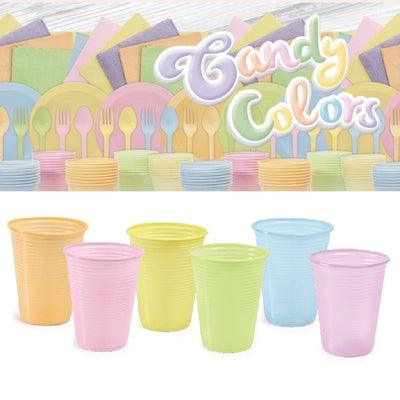 50 Unid Copo Descartável Plástico Candy Color Pastel 200 Ml Festa