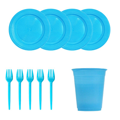 Kit 150 Itens Descartáveis 50 Prato + 50 Garfo + 50 Copo Festa 150 Pessoas
