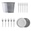 Kit 150 Itens Descartaveis 50 Pratinho + 50 Garfinho + 50 Copo Descartavel Ano Novo Natal Decoração