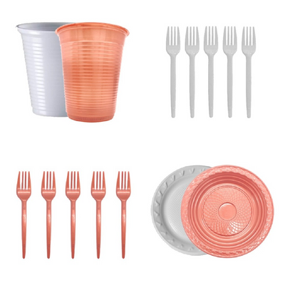 Kit 150 Itens Descartaveis 50 Pratinho + 50 Garfinho + 50 Copo Descartavel Ano Novo Natal Decoração