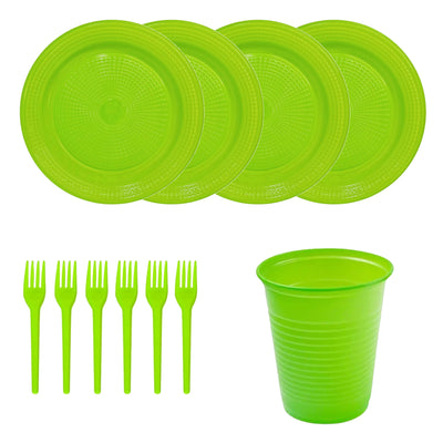 Kit 150 Itens Descartáveis 50 Prato + 50 Garfo + 50 Copo Festa 150 Pessoas