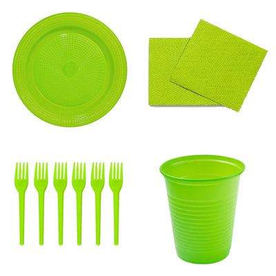 Kit Festa 200 Itens Descartáveis 50 Copo + 50 Garfinho + 50 Guardanapo + 50 Pratinho