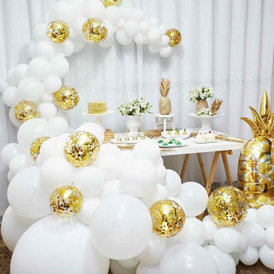 50 Balão Branco 8 pol+ 25 Balão Dourado Metalizado Rose Gold Prata Ano Novo.