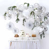 50 Balão Branco 9 Pol + 10 Balão Cristal + Confete Prata Ano Novo