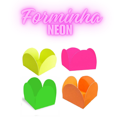 Kit 50 Forminha 4 Pétalas Neon p/ Doces Festas Decoração