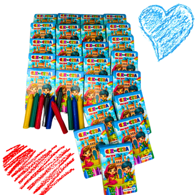 20 Cx Giz de Cera 5 Cores p/ Kit Festa Lembrancinha Prenda Artesanato Pintura