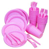 Kit 150 Itens Festa 50 Garfinho + 50 Pratinho + 50 Copo Descartaveis Candy Color