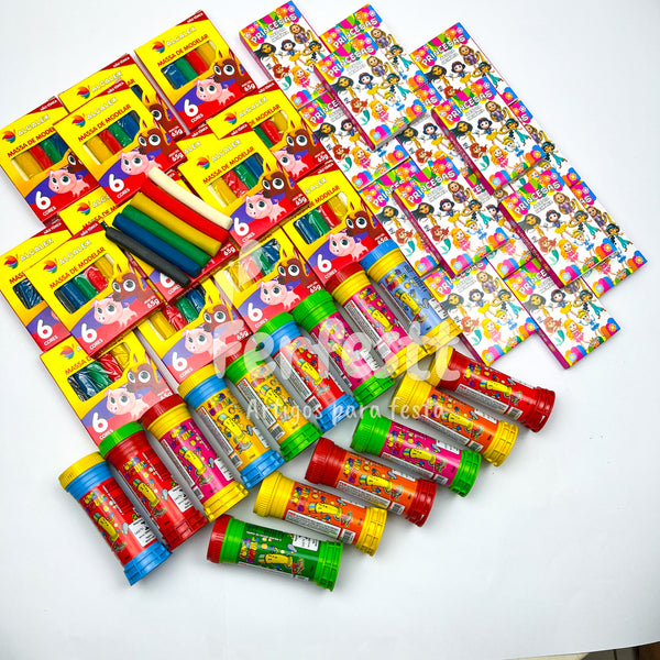 10 Massinha de Modelar + 10 Bolha Sabão + 10 Jogo Memoria Infantil Kit Festa Lembrancinha