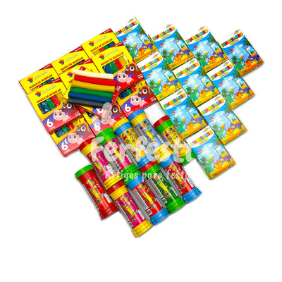 10 Massinha de Modelar + 10 Bolha Sabão + 10 Jogo Memoria Infantil Kit Festa Lembrancinha