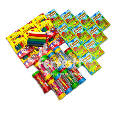 10 Massinha de Modelar + 10 Bolha Sabão + 10 Jogo Memoria Infantil Kit Festa Lembrancinha