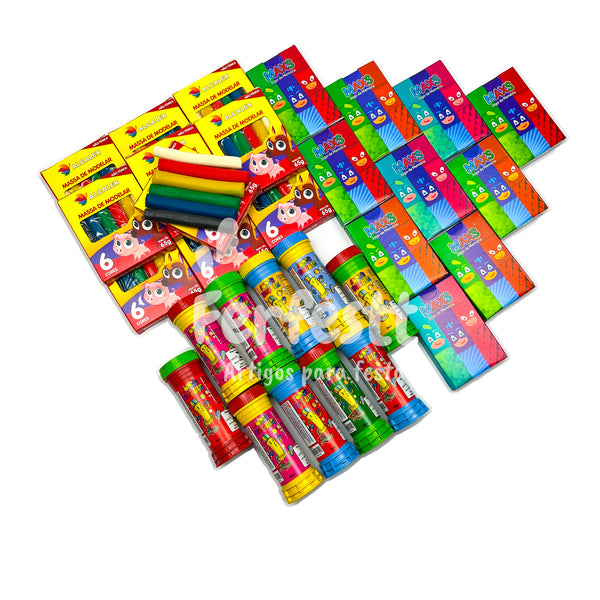 10 Massinha de Modelar + 10 Bolha Sabão + 10 Jogo Memoria Infantil Kit Festa Lembrancinha