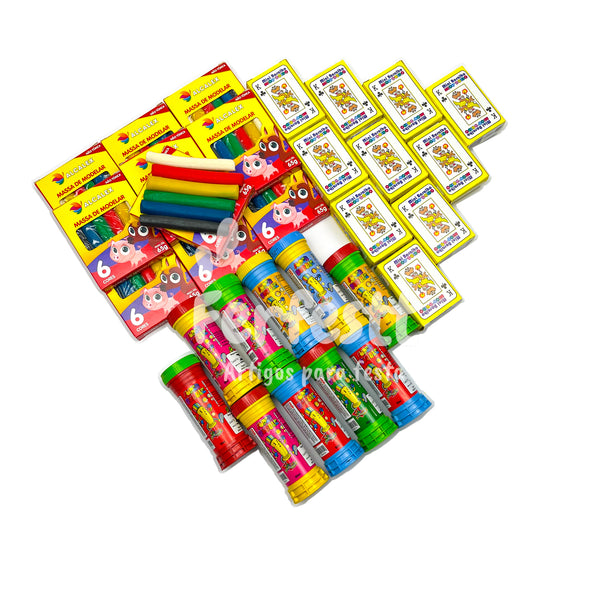 10 Massinha de Modelar + 10 Bolha Sabão + 10 Jogo Memoria Infantil Kit Festa Lembrancinha