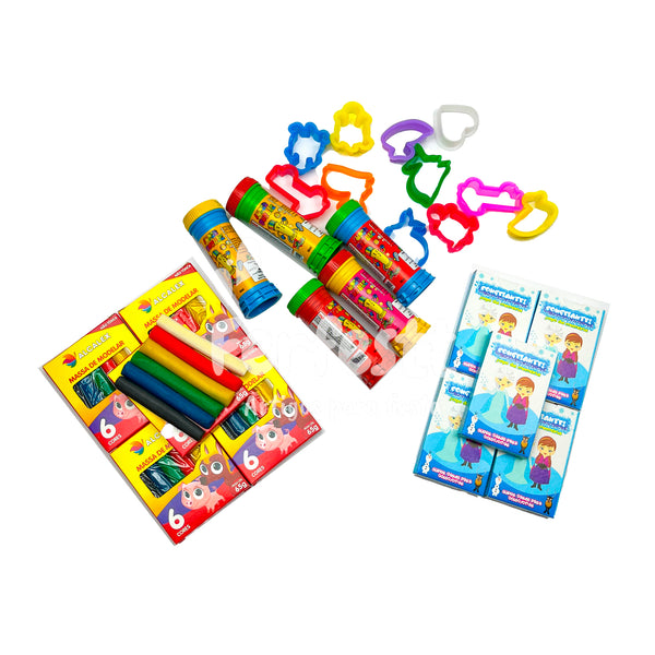 10 Massinha de Modelar + 10 Bolha Sabão + 10 Jogo Memoria Infantil Kit Festa Lembrancinha