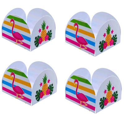 Kit 50 Forminha 4 Pétalas p/ Doces Flamingo Festa Tropical Havaiana Tardezinha