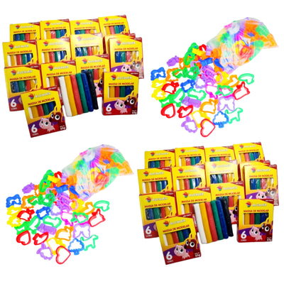 10 Cx Massinha de Modelar + 20 Cortador p/ Kit Festa Lembrancinha Infantil