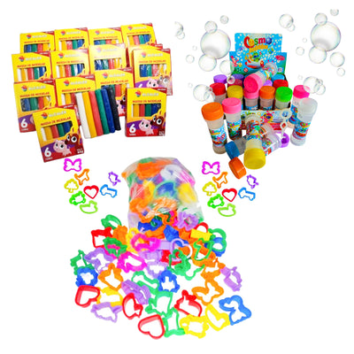 Kit 30 Massinha de Modelar + 30 Bolha de Sabão + 30 Cortador Forminha Infantil Kit Festa Lembrancinha