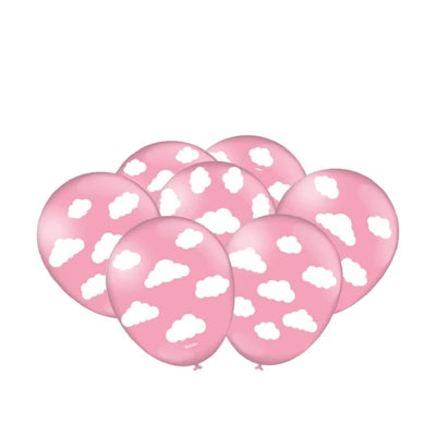 25 Unid Balão Bexiga Nuvem Rosa 9 Pol - Chuva de Amor Cha de Revelação