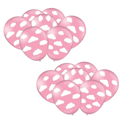 25 Unid Balão Bexiga Nuvem Rosa 9 Pol - Chuva de Amor Cha de Revelação