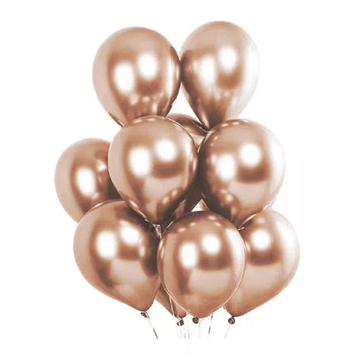 12 Balão Bexiga 14 Pol Rose Gold Cromado Metal Big Gigante