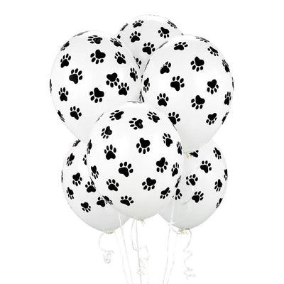25 Unid Balão Branco Patinha Patas de Cachorro - Festa Decoração