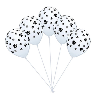 25 Unid Balão Branco Patinha Patas de Cachorro - Festa Decoração