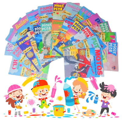 Kit 35 Livrinho Revistinha Colorir Pintar + 35 Cx Giz de Cera Kit Festa Lembrancinha Infantil