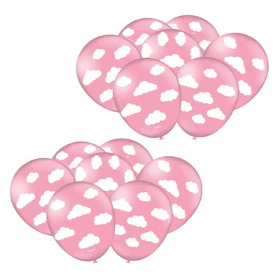 25 Unid Balão Bexiga Nuvem Rosa 9 Pol - Chuva de Amor Cha de Revelação