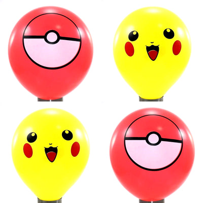 25 Unid Balão Poke 11 Pol - Bexiga Pokebola Vermelho Amarelo