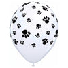 25 Unid Balão Branco Patinha Patas de Cachorro - Festa Decoração