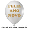 25 Unid Balão Bexiga Cristal Transparente Feliz Ano novo 2022 escrita Dourado 9 Pol Festa