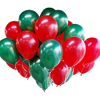 Kit Arco Balão Festa Natal + Fita do Arco Vermelho + Verde Metalizado Cromado