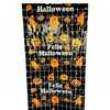Cortina Metalizada Fita Quadradinho Slimmer Hall Franja Halloween Laranja Preto