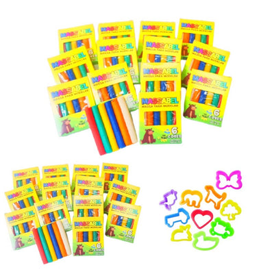 Kit 25 Cx Massinha de Modelar + 50 Cortador Molde Forminha p/ Kit Festa Lembrancinha Infantil