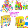 Kit 20 Cx Massinha de Modelar + 20 Bolha Sabão + 20 Cortador Molde + 20 Giz de Cera p/ Kit Festa Lembrancinha Infantil