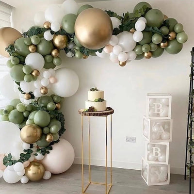 Kit Balão Verde Militar + Branco + Dourado + Numero Metalizado Dourado Ano Novo