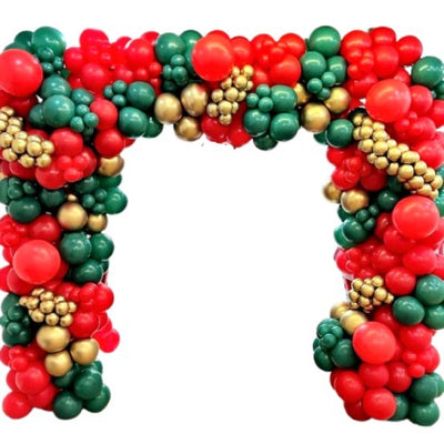 1 Fita Arco + 50 Balão Verde 9 Pol + 50 Balão Vermelho 8 Pol + 25 Dourado Cromado 5 Pol ArcoNatal