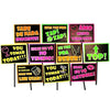 25 Balao Bexiga Bloco Carnaval Frases Festa Balada 10 Pol + 10 Plaquinhas Neon